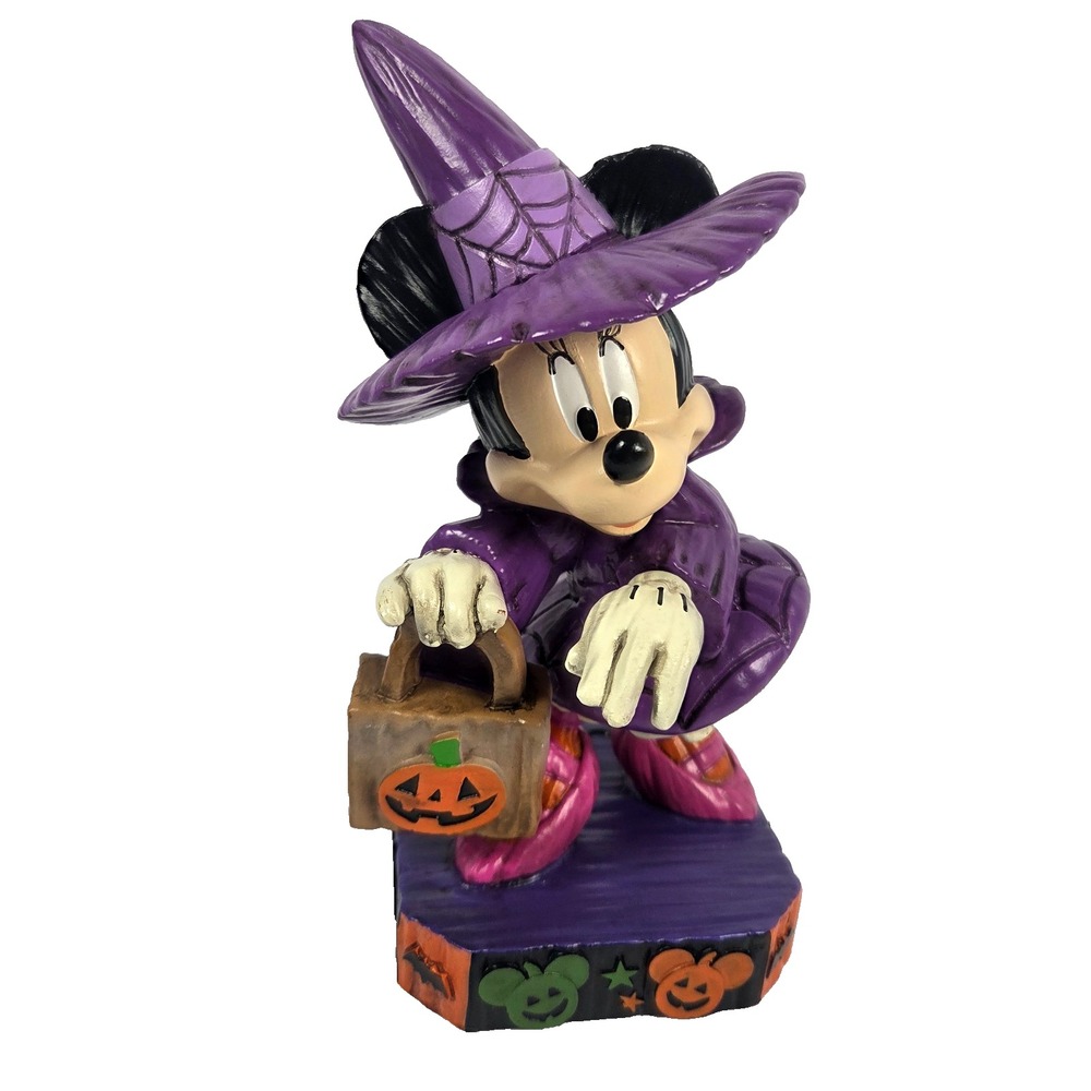 Disney Minnie Mouse Witch Figurine Halloween 8 Inch Purple Pumpkin Decor New
